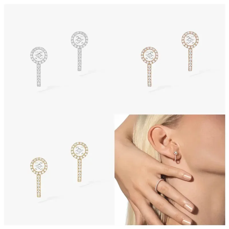 

S925 Pure Silver Ear Studs Women's Brilliant Full Diamond Curved Ear Studs Luxury Jewelry Brand Girl's Party Gift