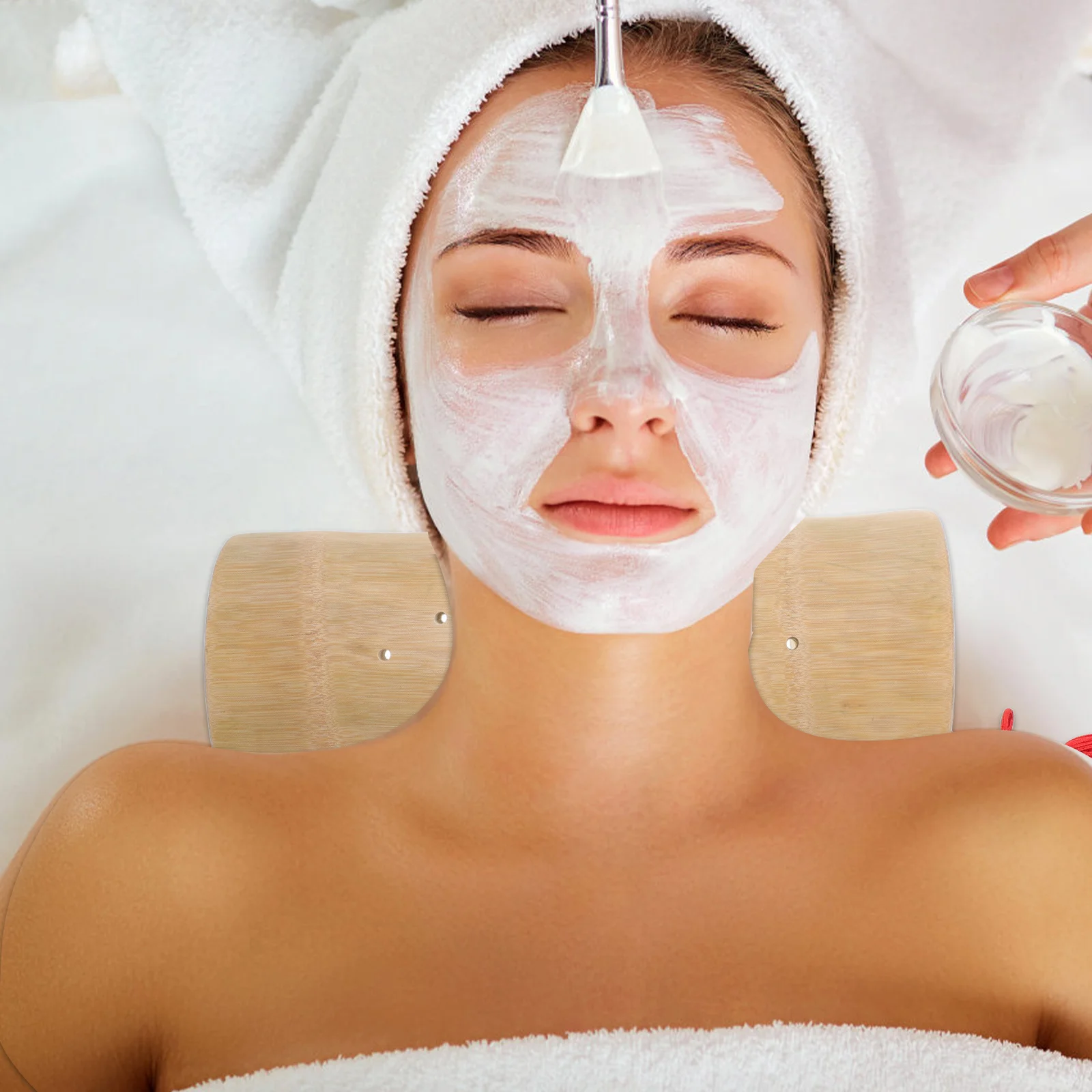 

Bamboo Neck Lumbar Pillow Ergonomic Wear-Resistant Support For Home Spa Steam Room Cervical Lumbar Care Pillows