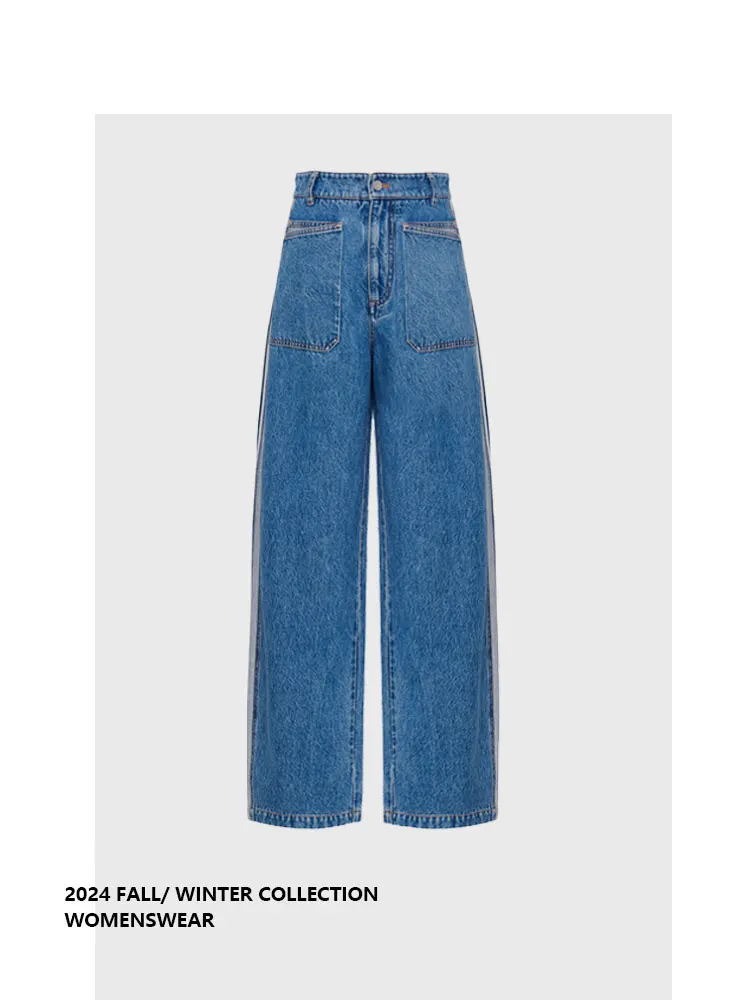 

Forever 21 Spring Summer 2026 Women's Loose Fit Deconstructed Silken Wide Leg Jeans Casual Pants for Pear Shaped plus Size