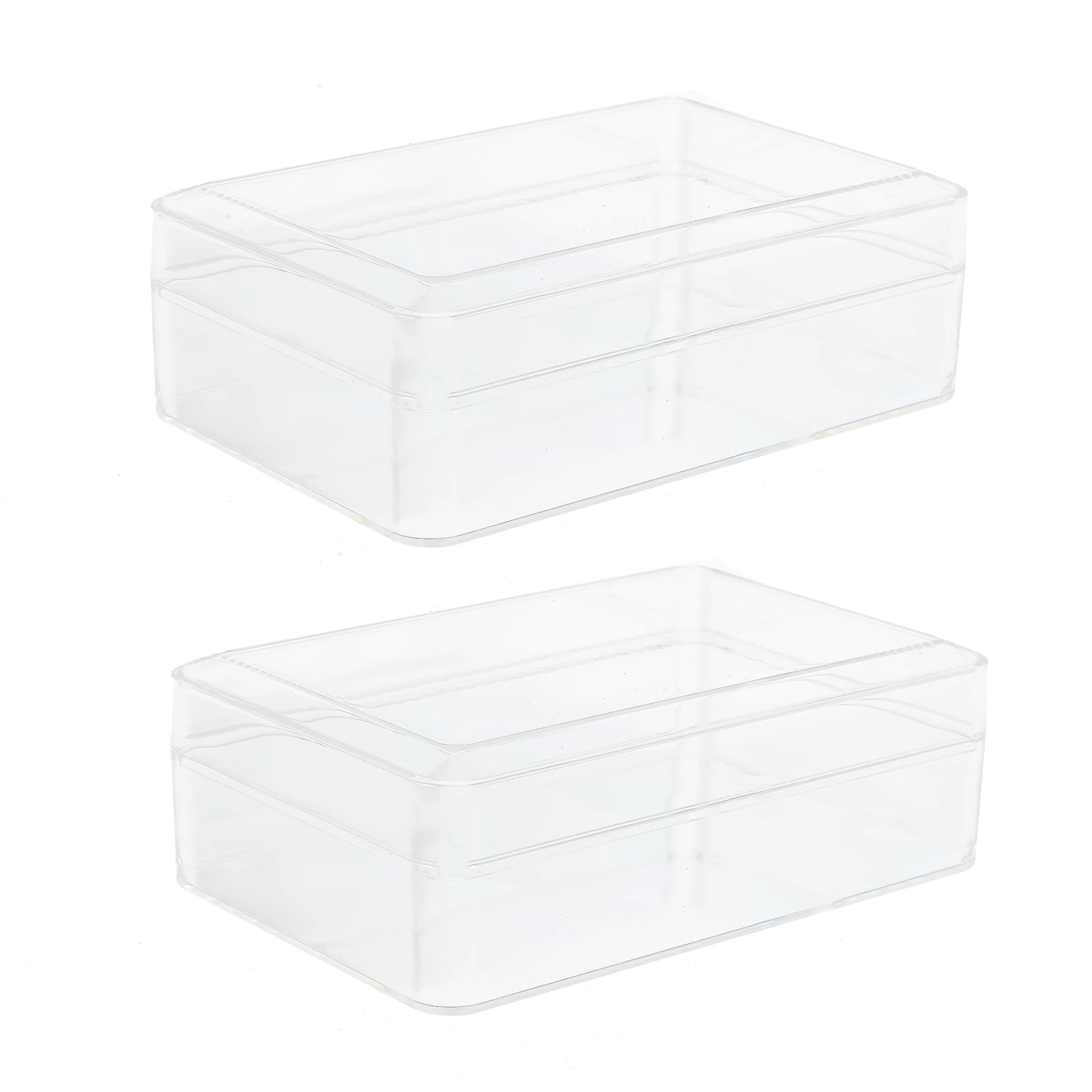 

2pcs Transparent Plastic Box Food Safe Snack Storage Dessert Container Rectangular Clear Packing Boxes Household for Candy