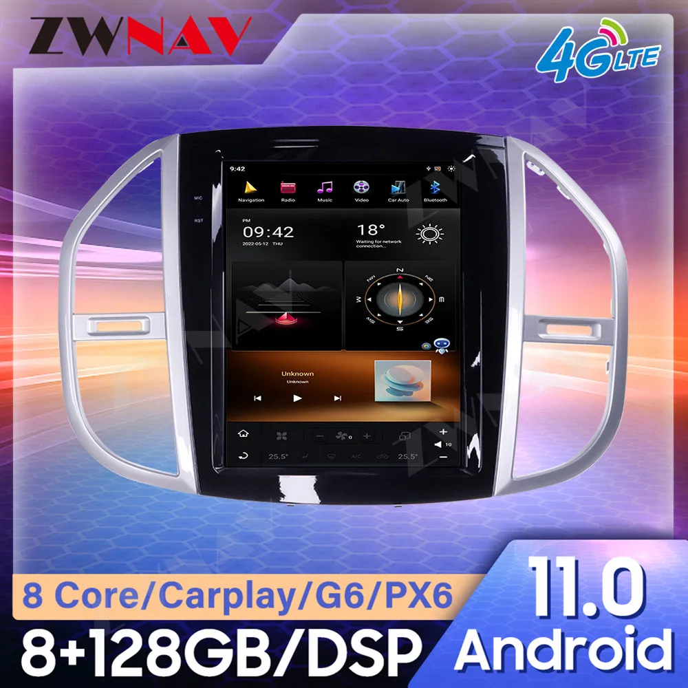 Android 10 px6 4G128G Car Multimedia Player For Benz Vito 2016-2019 2020 tesla Screen Stereo Audio radio autoradio GPS Head unit