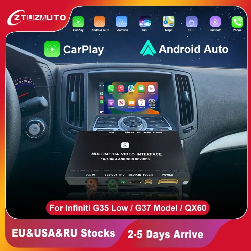 Wireless CarPlay Android Auto for infiniti G35 Low G37 model QX60 Mirror Aftermarket CarPlay Retroft Multimedia Navigation