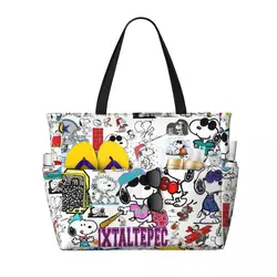 Custom Beagle Dog Snoopy Collage Travel Tote Bag donna Large Capacity Comics Grocery Shoulder Shopper Bags