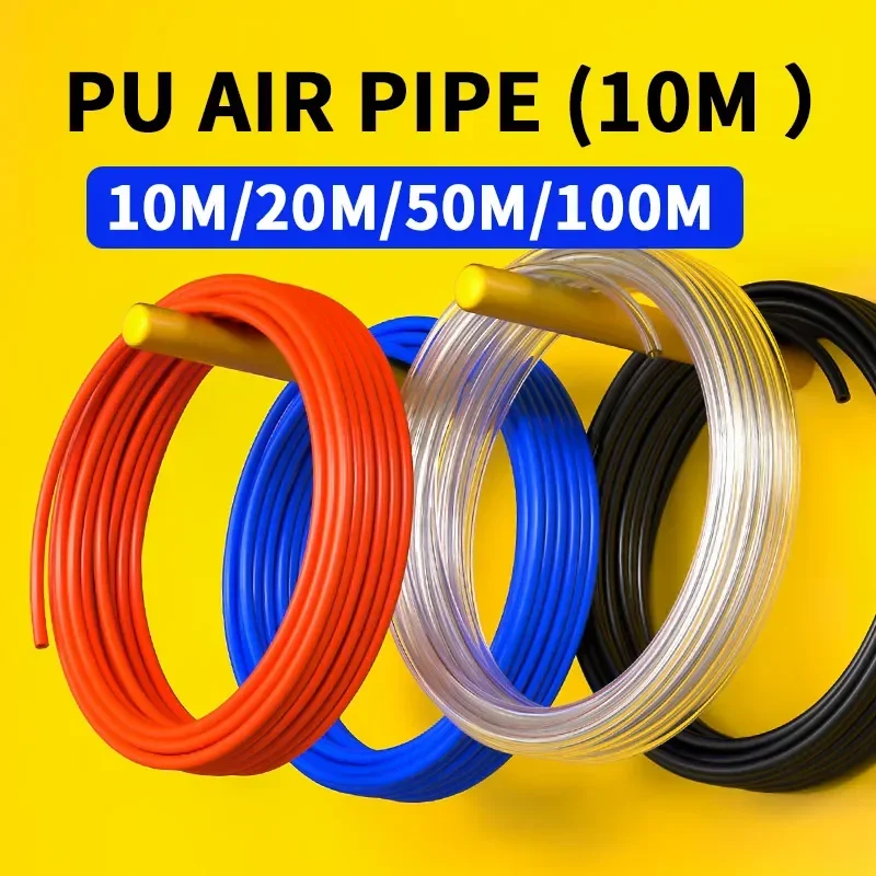 

10/20/50/100 Meter Transparent Blue Pneumatic Tubing Pipe PU Polyurethane Air Compressor Tubing Hose Pipe Line Fluid Transfer