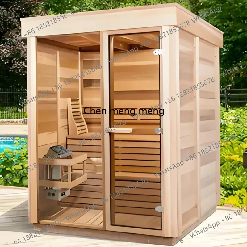 Customization.Indoor Double-person Fir Wood Far-infrared Sauna Room for Steam Bathing