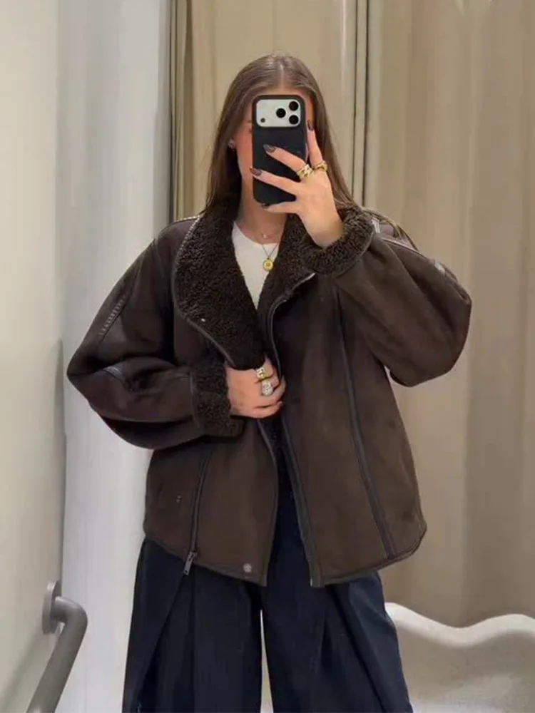 

HH женская зимняя модная двусторонняя куртка с воротником-стойкой и длинными рукавами, карманом, асимметричная молния, теплое пальто, женское повседневное короткое пальто