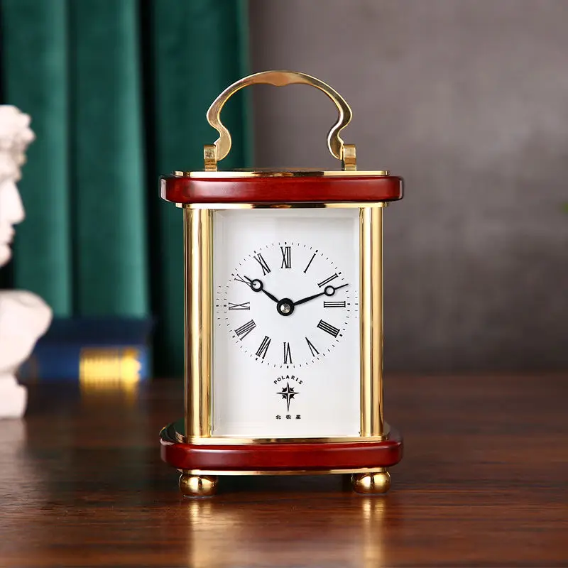 Retro solid wood mechanical clock living room clock ornament antique table clock collection gift
