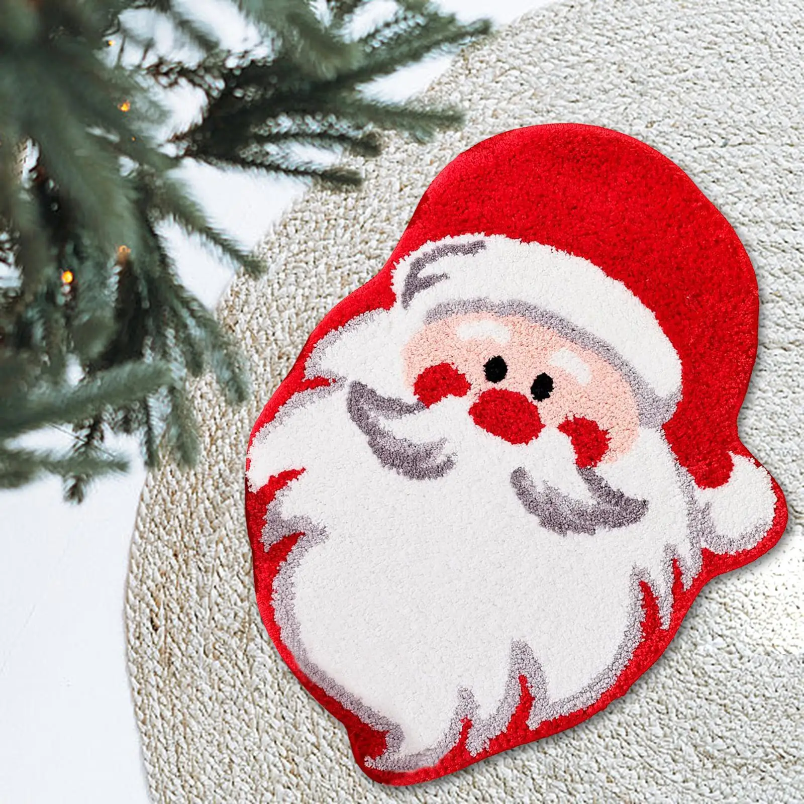 Santa Claus Rug Comfortable Sturdy Soft for Christmas Decor Gifts Floor Mat