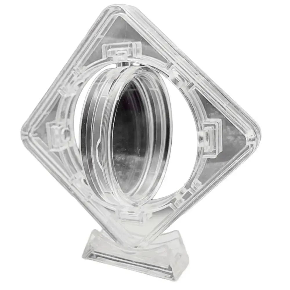 Rotatable Coin Display Case 3D Portable Coin Container Box Floating Clear Acrylic Coin Protector Sleeves Desktop Ornaments