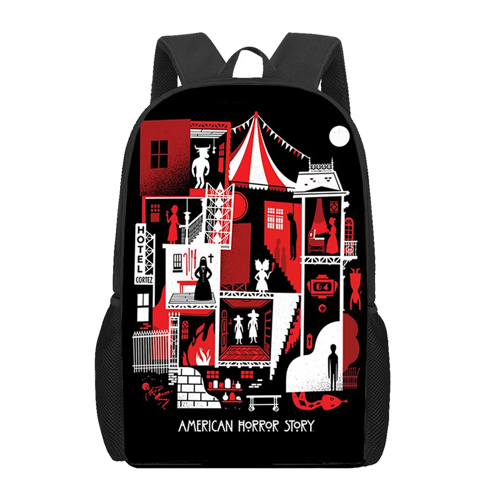 American Horror Story 1984 กระเป๋าเป้สะพายหลังชายหญิง 3D พิมพ์กระเป๋าเป้สะพายหลังเด็ก Bookbag วัยรุ่น Casual School กระเป๋าไหล่ Rucksack