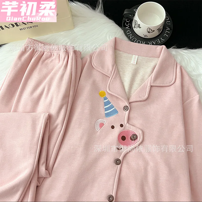 

PJs SetWomen's pajama setGerman velvet pajamasFashionable home clothes, pajamasCute and soft pajama setWomen's warm winter