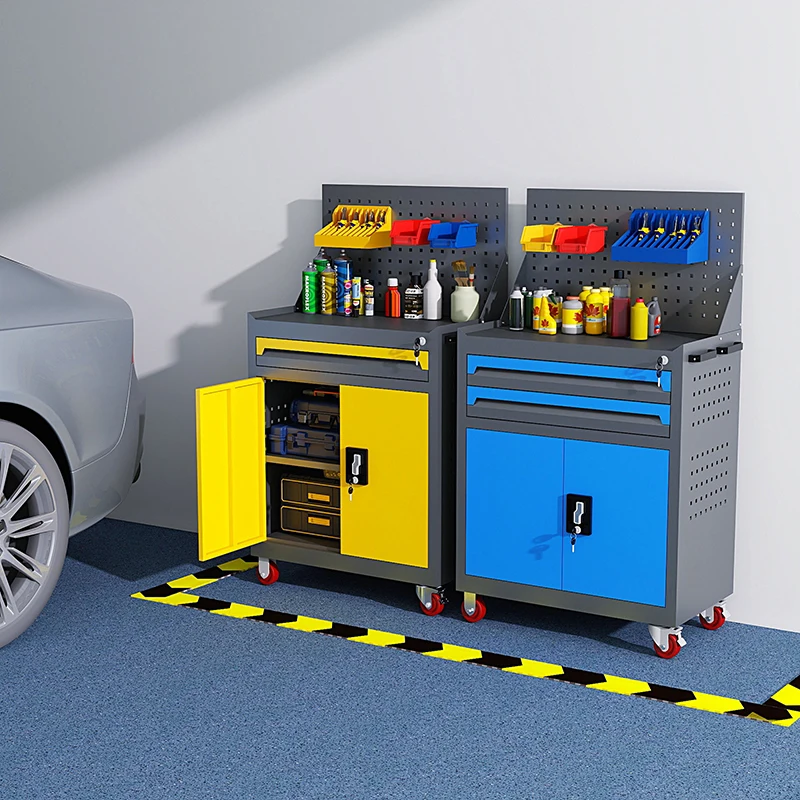 Multifunctional Modular Steel Heavy Duty Workshop Tool Chest 2 Drawers Wheeled 3-Point Locking Strong Load Capacity Garage