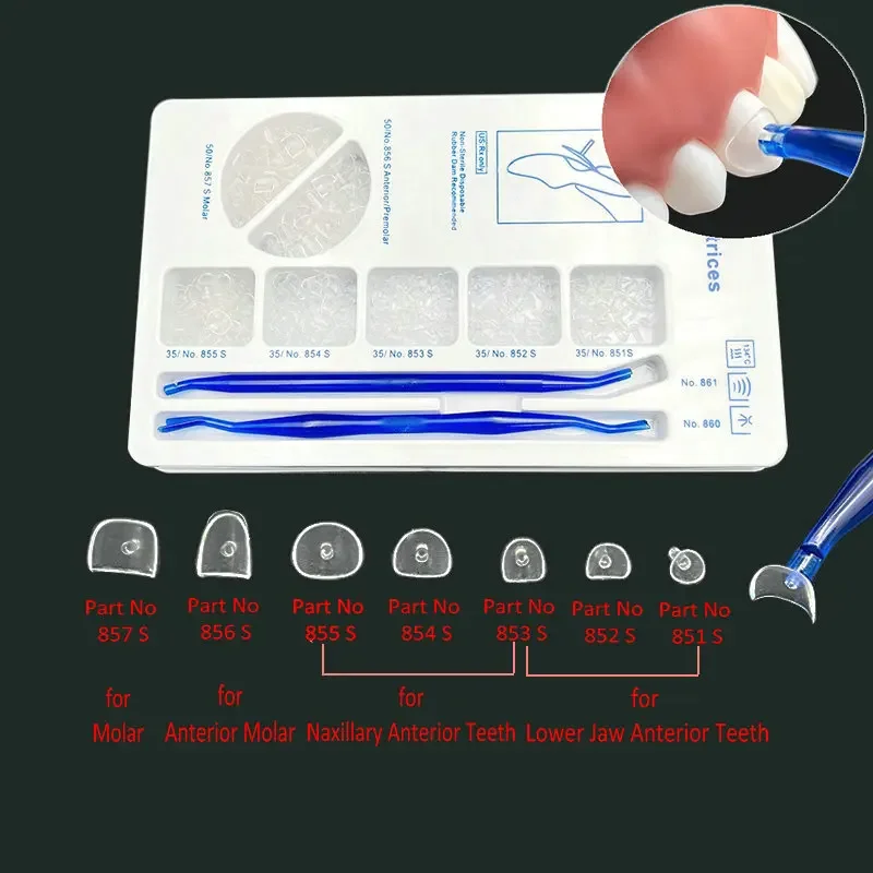 277Pcs/Box Dental Transparent Cervical Matrices Retractor Matrix Composite Filling Materials with 2pcs Handle