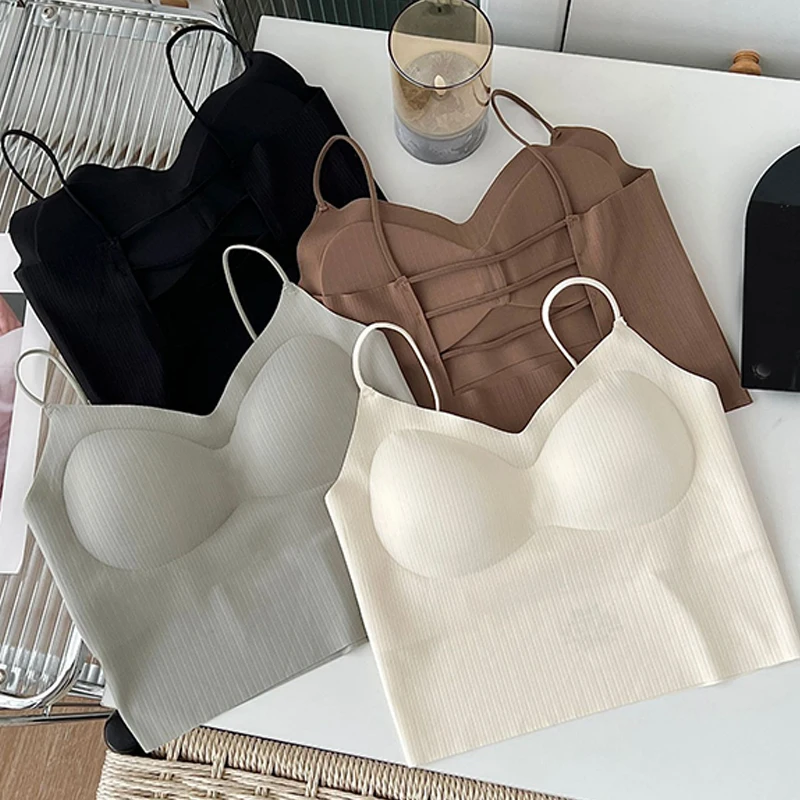 

Camisole Women Backless Solid Simple Sexy Designed Vintage Charming Leisure Breathable Ladies Summer Daily Tender Korean Style