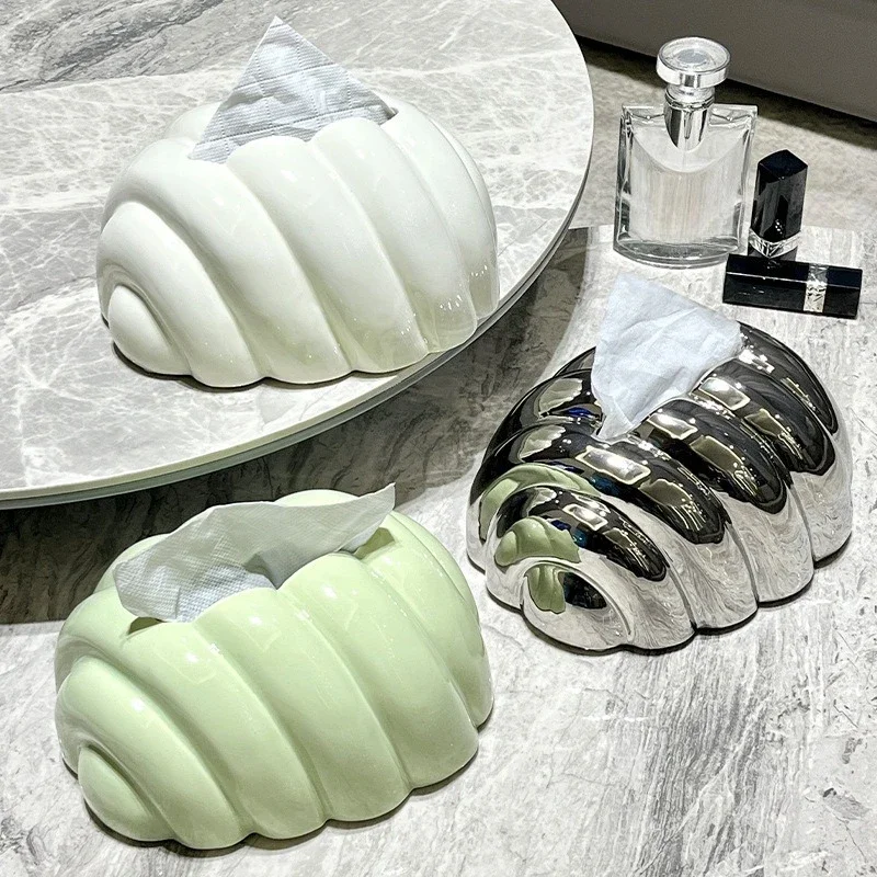 

Croissant Tissue Box Ceramic Living Room Dining Table Coffee Table Desktop Pumping Carton Cream Style Napkin Box