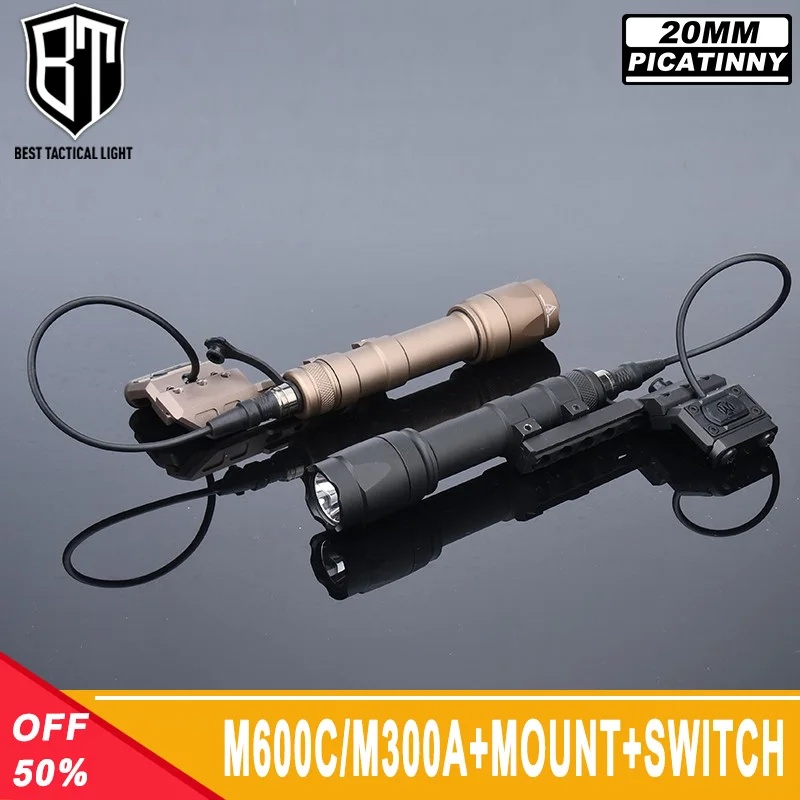 

WADSN Airsoft M600C M300A Tactical Flashlight Hunting Weapon LED Light With 20mm Picatinny Rail Modbutton Switch Offset Mount