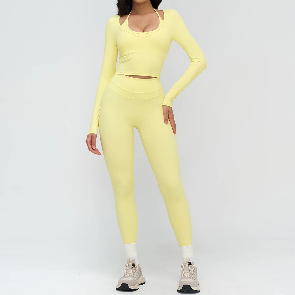 

Yoga Suit 2PCS Sports Outfits Women Quick-Drying Gym Set Women Tracksuit Running Workout Long Sleeve Sports Shirt Yoga Clothing