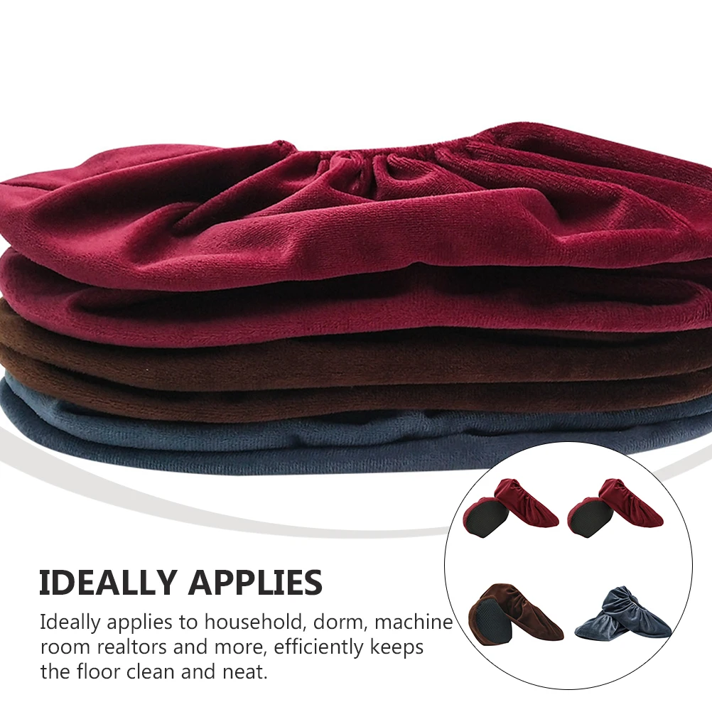 

4 Pairs Thickening Sole Children's Fleece Shoe Covers Kid Shoes Box Anti Slip Reusable Durable Household