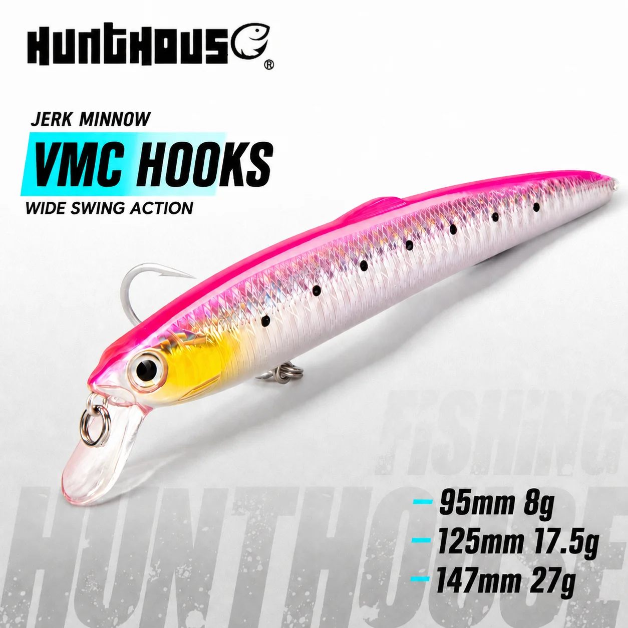 Isca Artificial Hunthouse Saruna Minnow 90&125&147mm Flutuante Jerkbait Rígida para Robalo LW131
