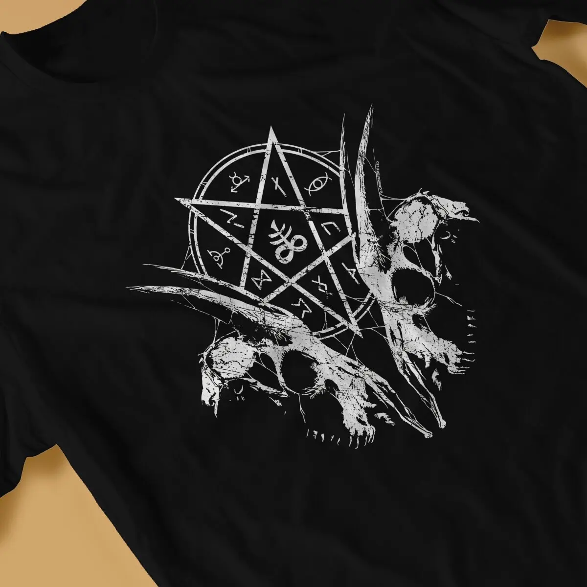 Pentagram Star TShirt For Men Satanic Baphomet Goat Clothing Fashion Polyester T Shirt Homme