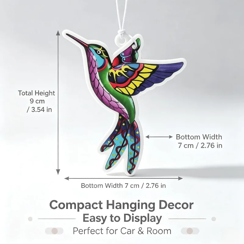 Car Air Freshener Colorful Hummingbird Hanging Scent Card for Car Interior Decor Rearview Mirror Ornament Gift
