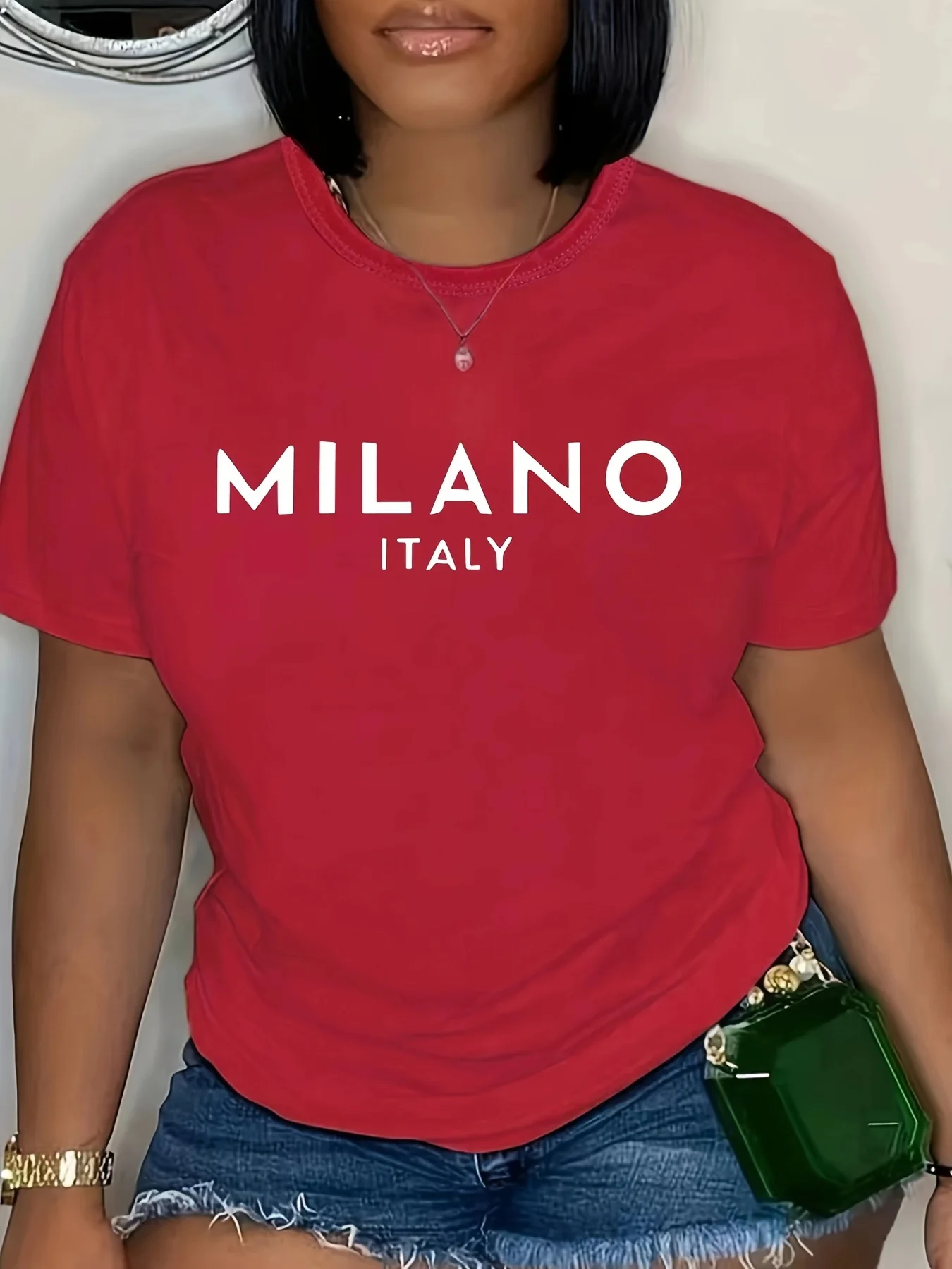MILANO Graphic Tee Chic Casual Comfort, Short Sleeve Breathable Ideal for Spring & Summer Fashion - Curvy Women's Apparel image 3