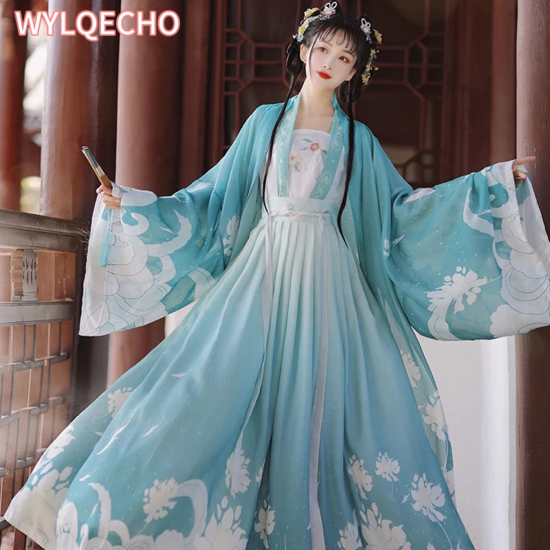Hanfu Green Red Summer Costume Woman Chinese Traditional Ancient Dress Oriental Princess Dress Elegance Tang Dynasty Dance Wear