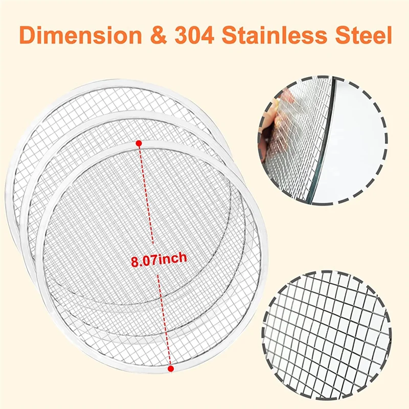 Revestimientos reutilizables de acero para freidora de aire ABGU, alfombrilla para revestimientos para freidora de aire de 8,07 pulgadas, Compatible con freidora de aire, accesorios para freidora de aire