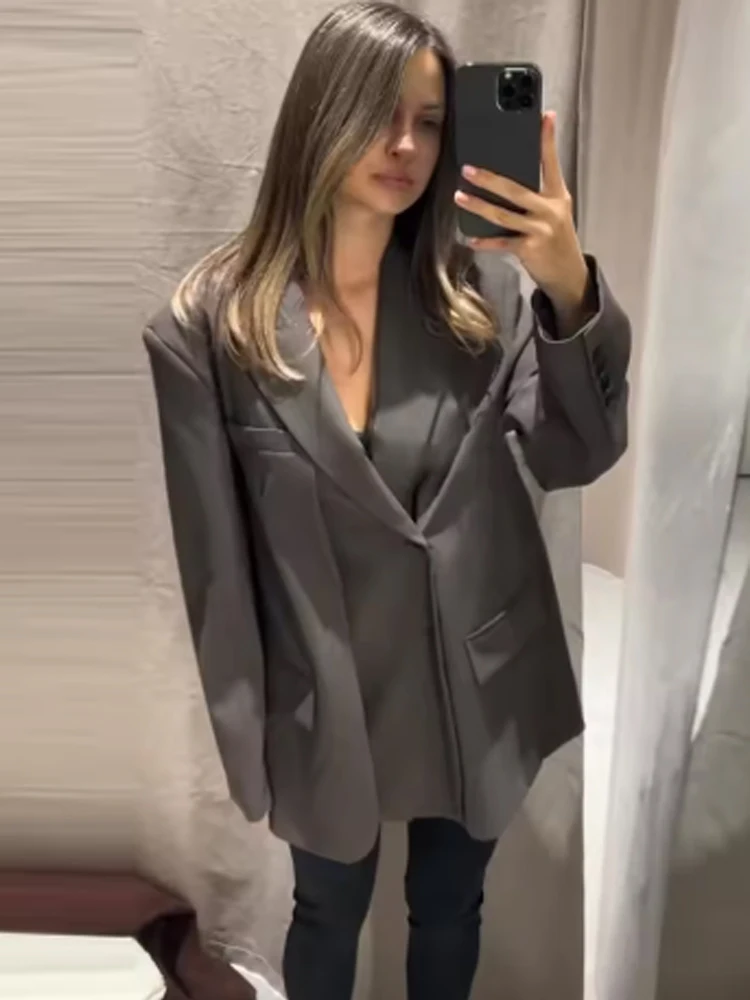 

Women's Elegant Solid Lapel Blazer Coat Pants 2-pieces Casual Oversize Single Breasted Coats 2026 New Lady Cocktail Party Wear