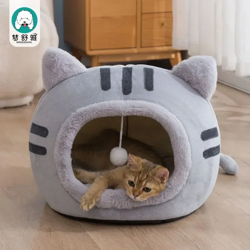 Autumn and Winter New Cat Head Shape Kennel Winter Internet Celebrity Warm Semi-closed Cat Kennel Kennel