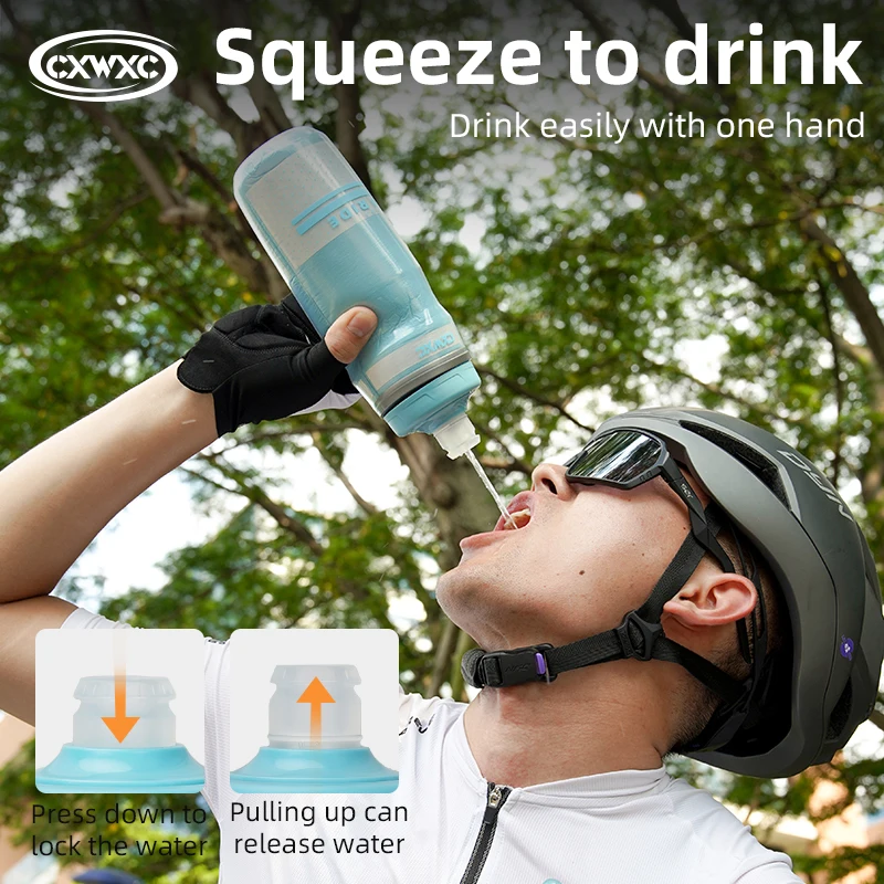 

CXWXC двухслойная велосипедная бутылка для воды с холодной изоляцией, 610 мл, портативная светоотражающая велосипедная бутылка для фитнеса с защитой от тепла и льда