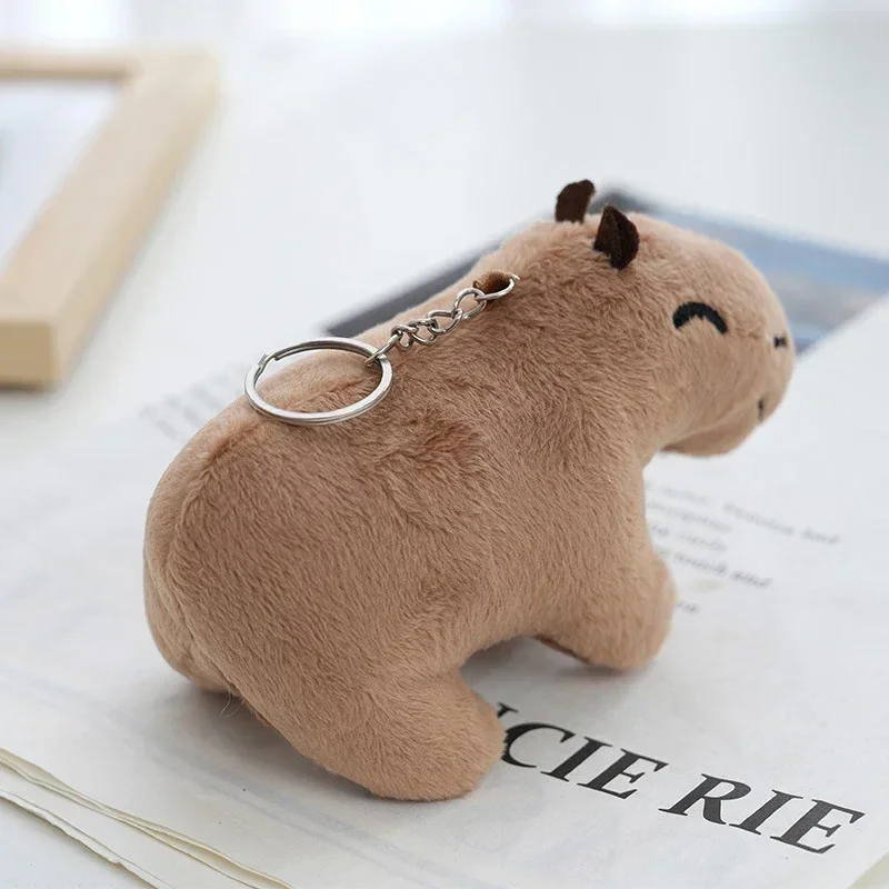 Simulation Capybara Plush Pendant Toy Stuffed Animals Keyring Keychain Soft Fluffy Capybara Doll Bag Car Key Pendant Accessories