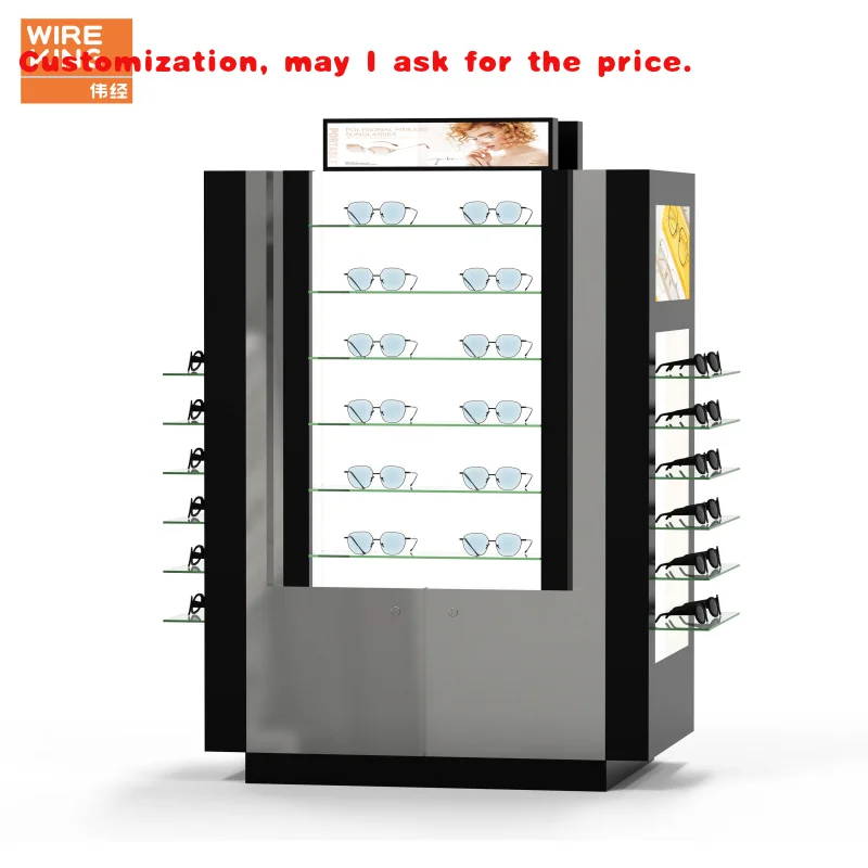 

Стеллаж для выставки товаров магазина очков по индивидуальному заказу, очки для близорукости, солнцезащитные очки, стеллаж для выставки товаров, напольный многосторонний шкаф-витрина
