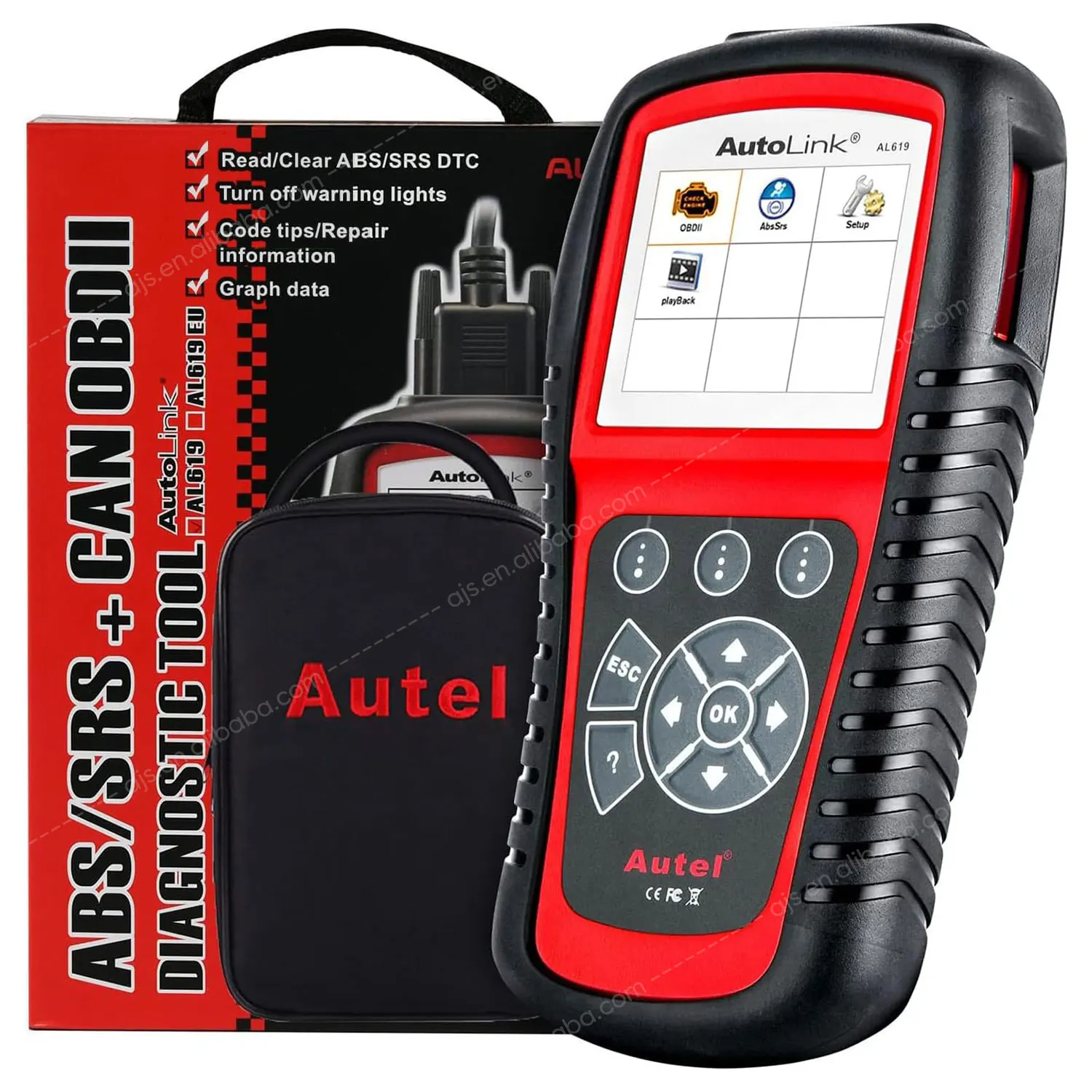 AL619 Car OBD2 Scanner ABS SRS Airbag Warning Light Diagnostic Scan Tool Code Reader Upgrade of Altar ML519 ML619