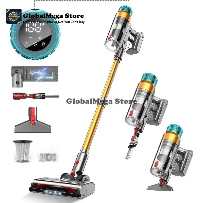 2026 Latest Cordless Stick Vacuum Cleaner 600W 55KPa Suction Power Up to 55 Min Runtime Rechargeable Home Vacuum with OLED
