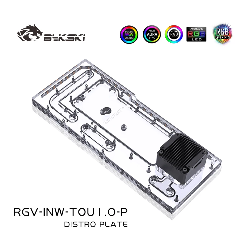 BYKSKI Acrylic Board Water Channel Solution Use for IN WIN TOU1.0 Case for CPU and GPU Block / 3PIN RGB Light / Intead Reservoir