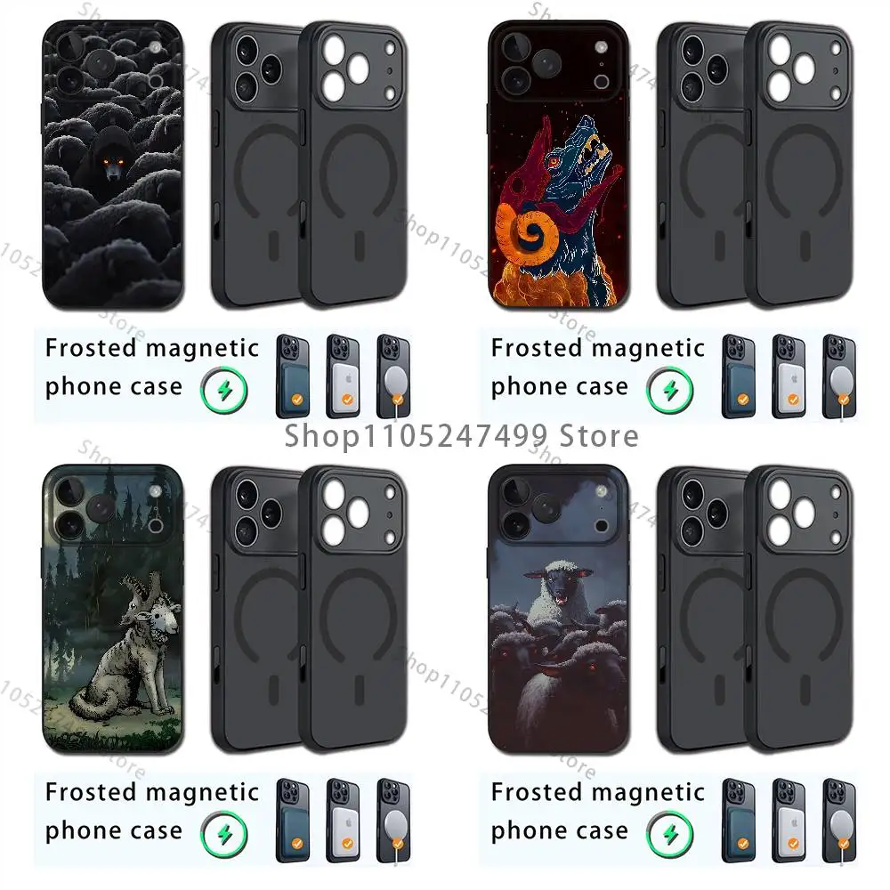 Schapen in wolf's kleding kunst Telefoonhoesje voor iPhone17,16,15,14,13,12,11,Pro,Max,Plus,Mini,SE4,Magnetisch Magsafe Draadloos opladen