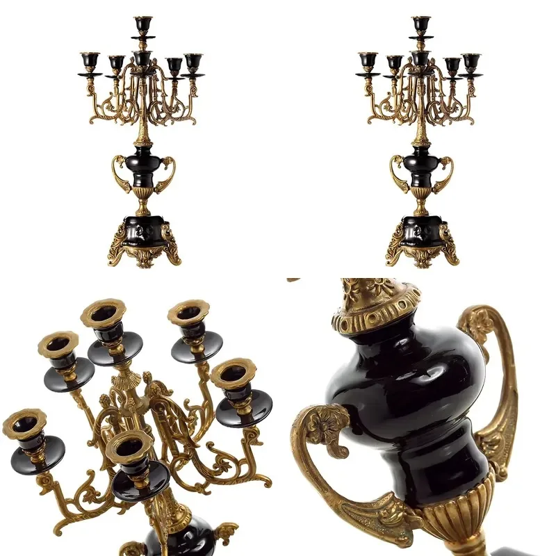 American European Retro Neoclassical Multi Head Ceramic Candlestick Villa Soft Decoration