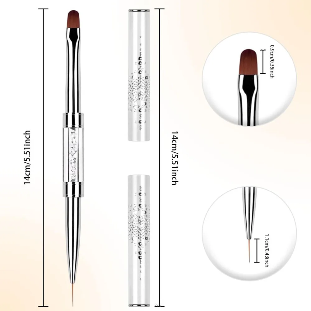 1Pc Double-end Nail Glue Phototherapy Pen UV Gel Brush Acrylic Handle Nail Art Painting Drawing Liner Brush Nail Art Tools
