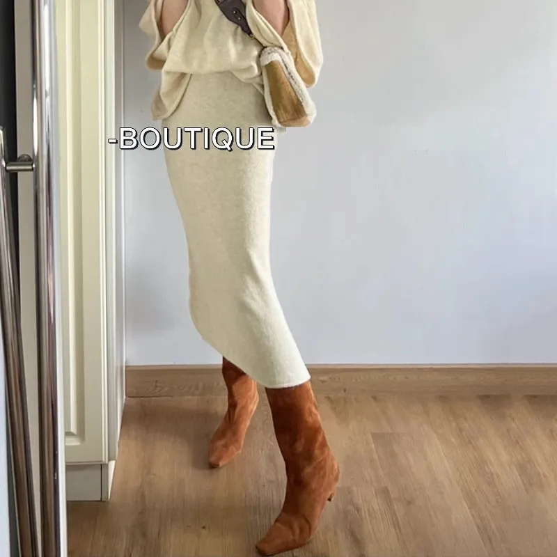 Women Boots Kitten Heel Ladies Shoes Sheep Suede Spring Autumn Mid Calf High Boots Sip On Leather Winter Shoes Square Toe Size42