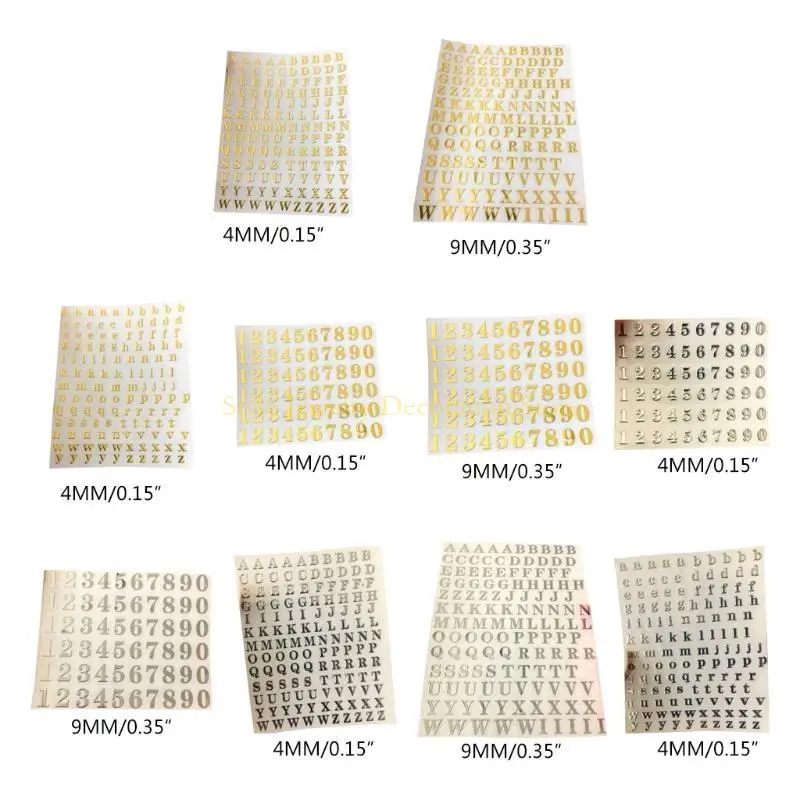 D46e 1 ورقة 4 مم 9 مم رقم الأبجدية رقم ملصق رسالة ديكور Diy الألبوم اليدوية كتاب اليدوية القصاصات ملصقات الهدايا لوازم الديكور