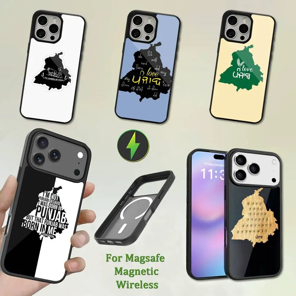 

Travel Punjab Art Map Phone Case For iPhone 13,12,11,16,15,17,14,Pro,Max,Plus,Mini,Magsafe,Magnetic Wireless Charging