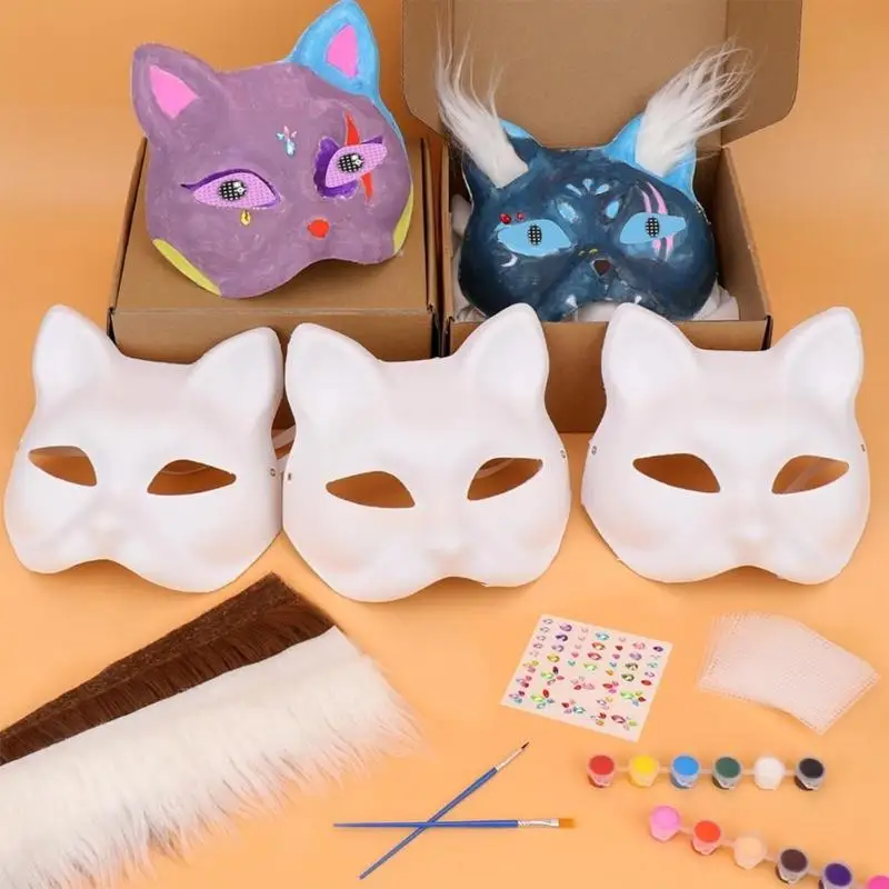 D0ub Therians Mask Dengan Bulu, Perlengkapan Topeng Hewan Mata untuk Cosplay Halloween