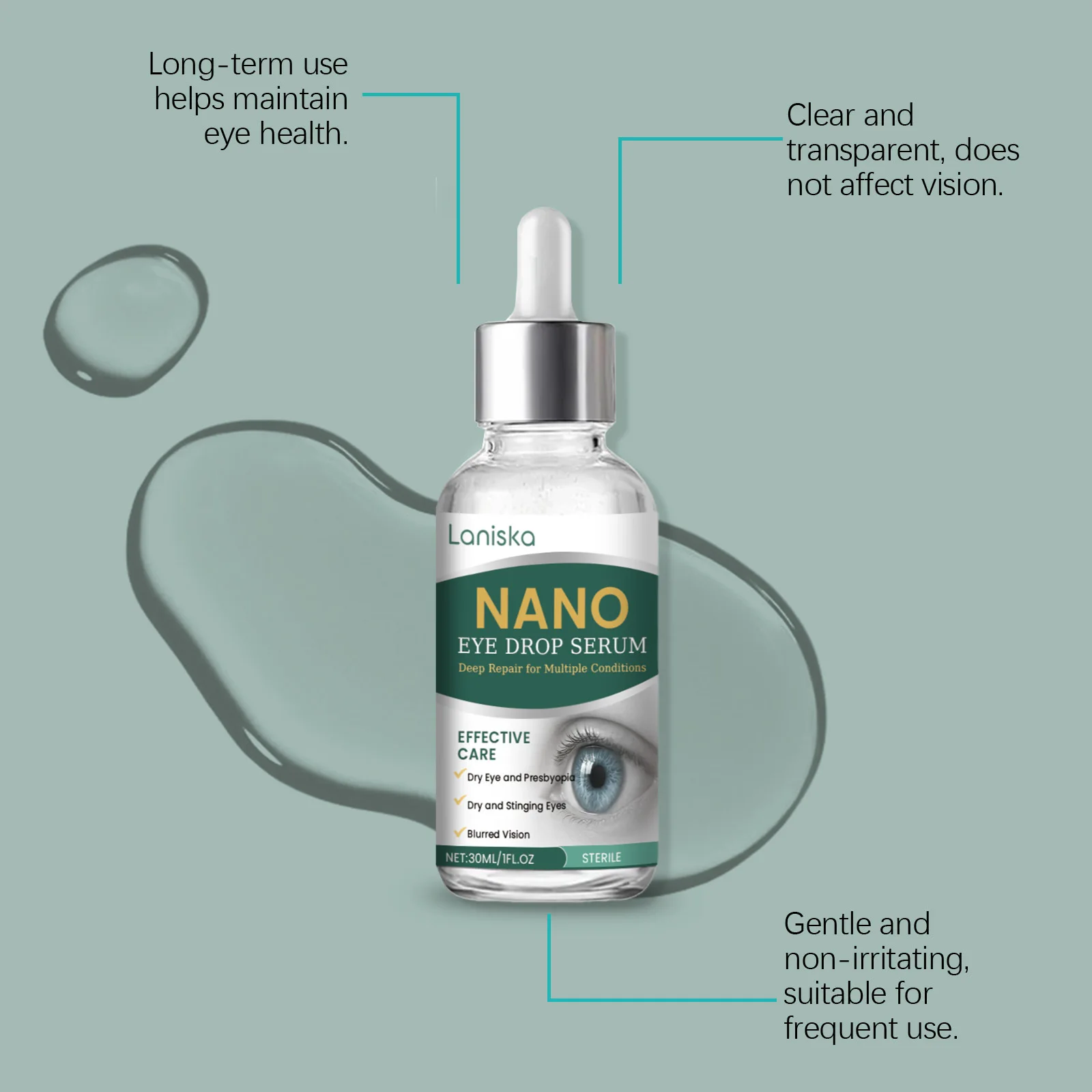 Relaxing Eye Drops Relieve Eyes Discomfort Improve Dryness Itchy Swelling Vision Enhancer Cleaning Moisturizing Eye Massage Care