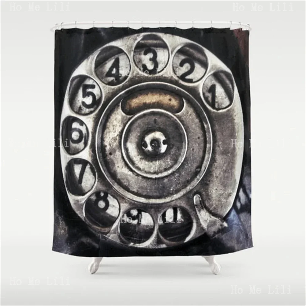 Call Me Old Phone Dial Steampunk Shower Curtain Vintage Bathroom Home Decor