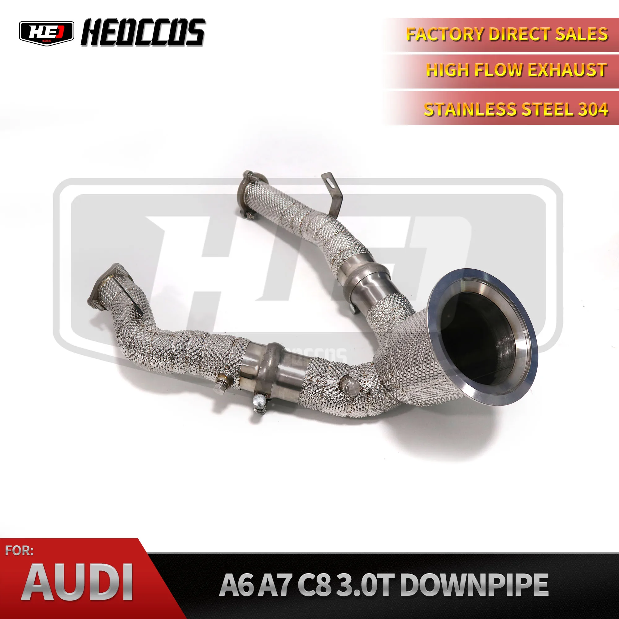

HEO Exhaust High Flow Catted Downpipe for Audi A6/A7 C8 3.0T 2019- SS304 Header 100/200/300 Cells