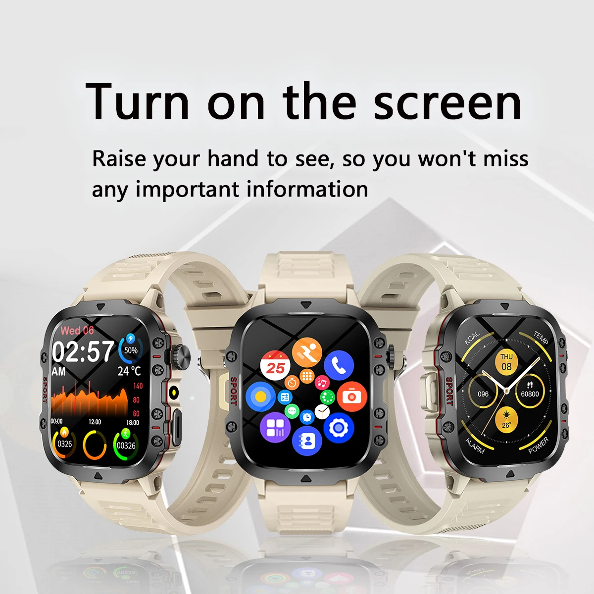 2024 ساعة ذكية رياضية متينة جديدة للرجال بلوتوث مكالمة مراقبة الصحة الرياضة مقاوم للماء الساعات الذكية