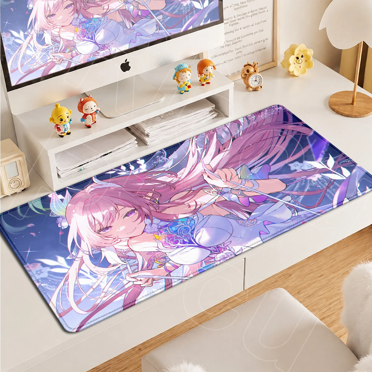 

900x400mm Computer Rubber Accessories Large Honkai Star Rail Cyrene Mouse Pad Pink Anime Girl Desk Mats Non-slip Keyboard Carpet
