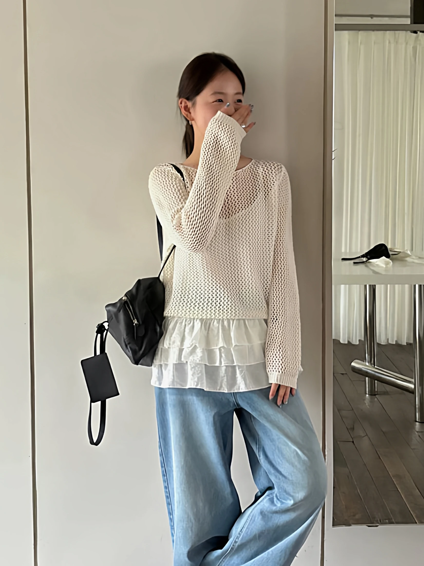 

Korean Sle Loose Knitted Hollow out Pullover Top Women's Outerwear Spring Summer Breathable Me Design Comfortable Fit