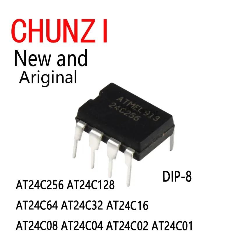 10Pcs New and Original 24C256 AT24C256N DIP-8 AT24C256 AT24C128 AT24C64 AT24C32 AT24C16 AT24C08 AT24C04 AT24C02 AT24C01